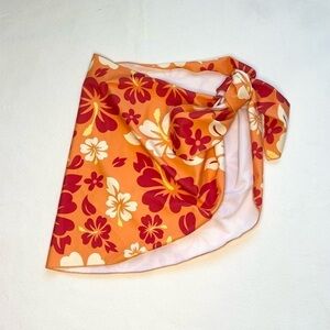 SHEIN orange floral swimsuit wrap size XS